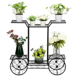 ZUN Paint Car Shape 6 Plant Stand Black 63180660