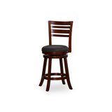 24" Counter Height Slat Back Swivel Stool, Cherry Finish, Charcoal Fabric Seat B04660686