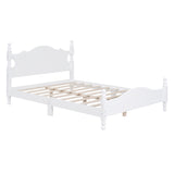 Full Size Wood Platform Bed Frame,Retro Style Platform Bed with Wooden Slat Support,White WF310129AAK
