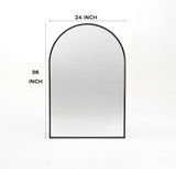24x36 Inch Black Metal Framed Arched Bathrrom Mirror for Wall. W2203P303839