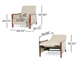 Mid Century Modern Fabric Channel Stitch Wood Pushback Recliner 70451.00FSND