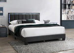 ZUN 1pc Queen Size Bed Charcoal Wool Fabric Channel Tufting w LED Full Upholstered Bedframe Bedroom Bed B011P238968