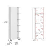 ZUN Urano Corner Linen Cabinet, Five External Shelves, Single Door, Four Interior Shelves -White B20091991