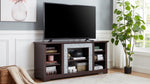 ZUN TV Media Stand with with Faux Stacked Stone Surround, Modern Entertainment Console with Open Storage W1758P187684