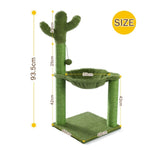 ZUN Cat Tree Scratcher Cactus With Cat Scratching Post Hammock Interactive Ball Green 29427516