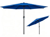 9 ft Outdoor Patio Market Umbrella with Push Button Tilt and Crank Handle, 8 Steel Ribs, Blue 65186653