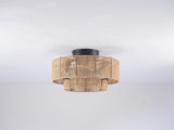 20" Double Tier Rope Caged Flush Mount Ceiling Fan with Light Kit ,With Remote W3596P460468