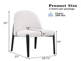 Set of 2 Beige Armless Dining Chairs, Chenille Upholstered Ergonomic Curved Backrest with Sturdy W5739P464651