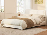 Boucle Queen Bed Frame with Adjustable Height Modern Platform Bed with Curved Cloud N733P439495K