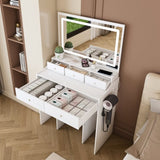 New Large Mirror Vanity Desk for Bed room , Modern Makeup Vanity Set with Power Outlet and Hair 25285722