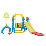 ZUN 5 in 1 Slide and Swing Playing Set, Toddler Extra-Long Slide with 2 Basketball Hoops, Football, W2181139398