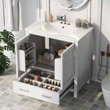 ZUN 30" White Bathroom Vanity Single Sink, Combo Cabinet Undermount Sink, Bathroom Storage Cabinet WF324043AAK
