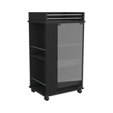 Baltimore Bar Cart with Casters, Glass Door and 2-Side Shelf B070P188866