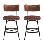 ZUN 26''Retro Swivel Counter Stools Set of 2,Brown Counter Stools with iron Frame,PU Sponge N780P199991B