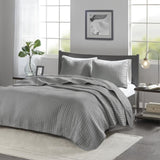 3 Piece Quilt Set Grey Full/Queen B035129038