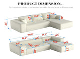Beige Modular Corduroy Sectional Sofa with Chaise Lounge, All-Foam Deep Seat Couch, Soft Wide-Wale 92259911
