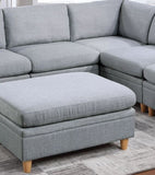 Living Room Furniture Ottoman Light Grey Dorris Fabric 1pc Cushion ottomans Wooden Legs B01147399