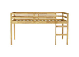 Solid Wooden, Rubber Wooden Twin Loft Bed with Ladder, Bed Platform of Strengthened Slats, Natural W504P190954