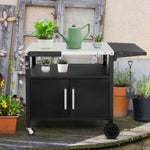 ZUN Outdoor Grill Cart with Storage, Rolling Bar Cart Movable Kitchen Island for BBQ, Patio Dining Cart 64945841