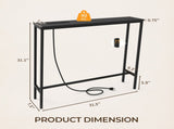 31.5" Console Table with US Standard Power Outlet, Melamine MDF Tabletop & Black Metal Frame, Black 53116651