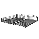 ZUN Twin Over Twin Metal Bunk Bed With Slide,Kids House Bed Black MF313919AAB