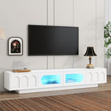 ZUN ON-TREND TV Stand with Fluted tempered Glass Doors for TVs Up to 95'', Functional Media Console with WF531672AAK