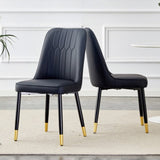 ZUN Black dining chairs and living room chairs. PU material and metal legs, suitable for kitchen, living W1151118969