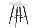 Contemporary Fixed-Height Bar Stool in Black Steel and White Faux Leather - Set of 2 B202P222131