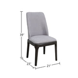 Set of 2 Side Dining Chair with Linen Padded Seat and Back, Light Gray and Gray Oak B016P314461
