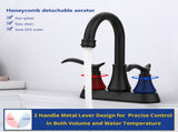 Bathroom Faucet Matt Black with Pop-up Drain & Supply Hoses 2-Handle 360 Degree c Swivel Spout 36251545
