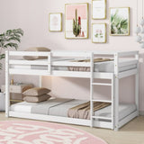 ZUN Solid Wooden, Solid Rubber Wooden Twin over Twin Loft Bed with Ladder, with Bed Platform of W504P191666