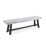 ZUN Light Grey Sandblast Finish Acacia Wood Dining Bench with Black Rustic Metal Finish Frame 54562.00MP1SGRY