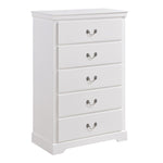 ZUN Classic Traditional 1pc Wooden Chest of 5 Drawers White Finish Bedroom Furniture B011P233290