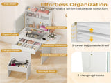 Vanity Table with LED Lighted Mirror, 2 Drop Leaf Extension & Built-in Charging Station-White 83199140