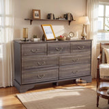 7 Drawer Double Dresser for Bedroom, Wide Storage Cabinet for Living Room Home Entryway,Brown 32734282
