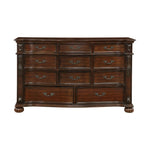 ZUN Classic Traditional 1pc Dresser of 11 Drawers Cherry Finish Formal Bedroom Furniture Carving Wood B011P168487