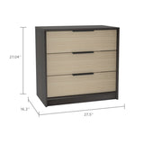 ZUN Cannon 3-Drawer Rectangle Dresser Black Wengue and Light Oak B06280504