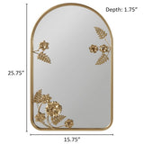 ZUN Arched Metal Floral Wall Mirror B035129256