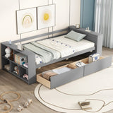 Twin Size Daybed with Shelves and Drawers, Gray WF324220AAE