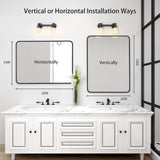 24x32 Inch Black Metal Framed Rectangular Bathrrom Mirror for Wall. W2203P302676