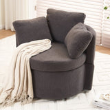 029-Teddy Fabric Swivel And Storage Chair With Back Cushion For Living Room,Dark Gray W527P166246