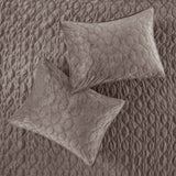 3 Piece Velvet Quilt Set Taupe King/Cal King B03597474