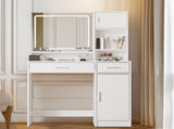 Vanity Desk with Mirror and LED Light Strip,Dressing Table with Large Drawer, 3 Level Storage W2386P233325