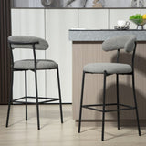 ZUN 26'' Counter height bar stools Teddy fabric cover kitchen island counter bar stool with black powder W2215P196283