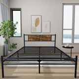 Queen Bed Frame with Victorian Vintage Headboard and Footboard/Under Bed Storage/No Box Spring W3286P308822