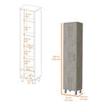 ZUN Brett Concrete Gray 3 Broom Hangers Tall Storage Cabinet B062P175167