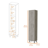 ZUN Brett Concrete Gray 3 Broom Hangers Tall Storage Cabinet B062P175167