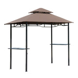 Outdoor BBQ Canopy Gazebo with 2 Side Shelves,8' x 5' Coffee Color 51933183