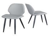 Light Grey Leather Dining Chair with Metal Legs, Shell Shape Upholstered Chair Set of 2 for Kitchen, T3967P484971