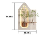 Adjustable 3-Color LED Sandstone Wall Decor with Simulated Green Plants - 3D Art Sculpture, Glass W2700P313032